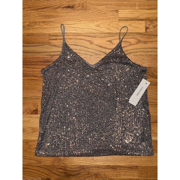 Calvin Klein Women's Sequin Strappy Camisole Silver Size Medium MSRP $64 NEW NWT - Picture 2 of 8